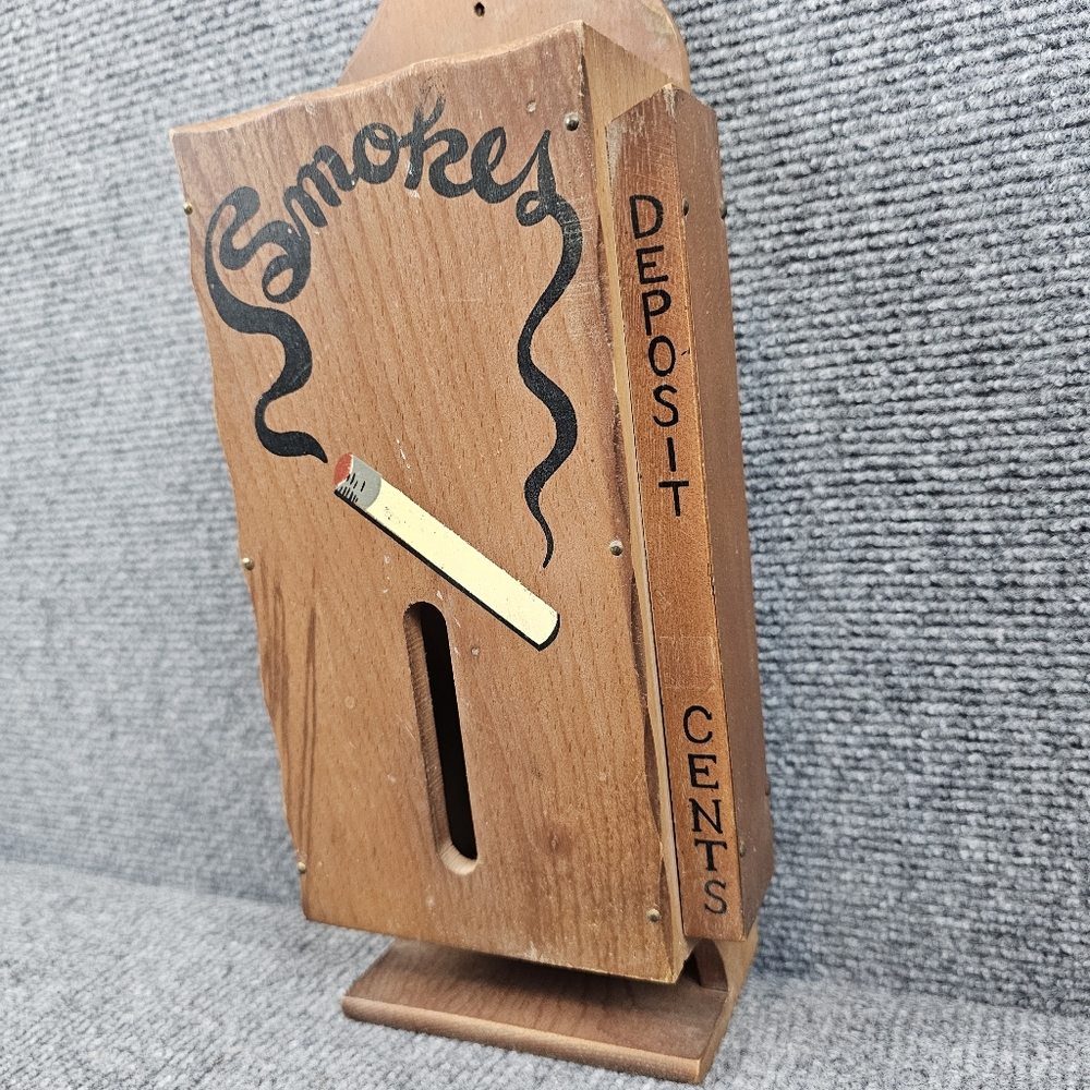 VTG 50s Hanging Wood CIGARETTE Dispenser Retail Store Wall Fixture Coin Slot WOW - Picture 2 of 16